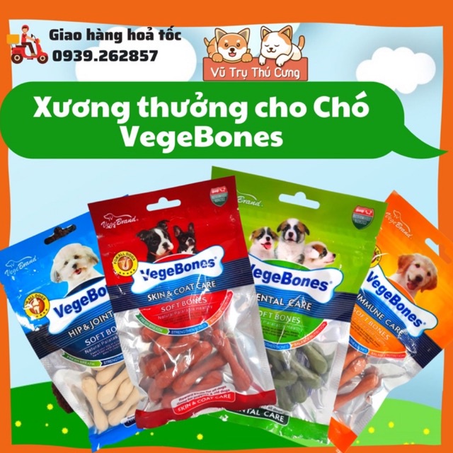 Xương thưởng mềm cho Chó gặm sạch răng, bổ sung dinh dưỡng, Xương thưởng VegeBones cho Chó