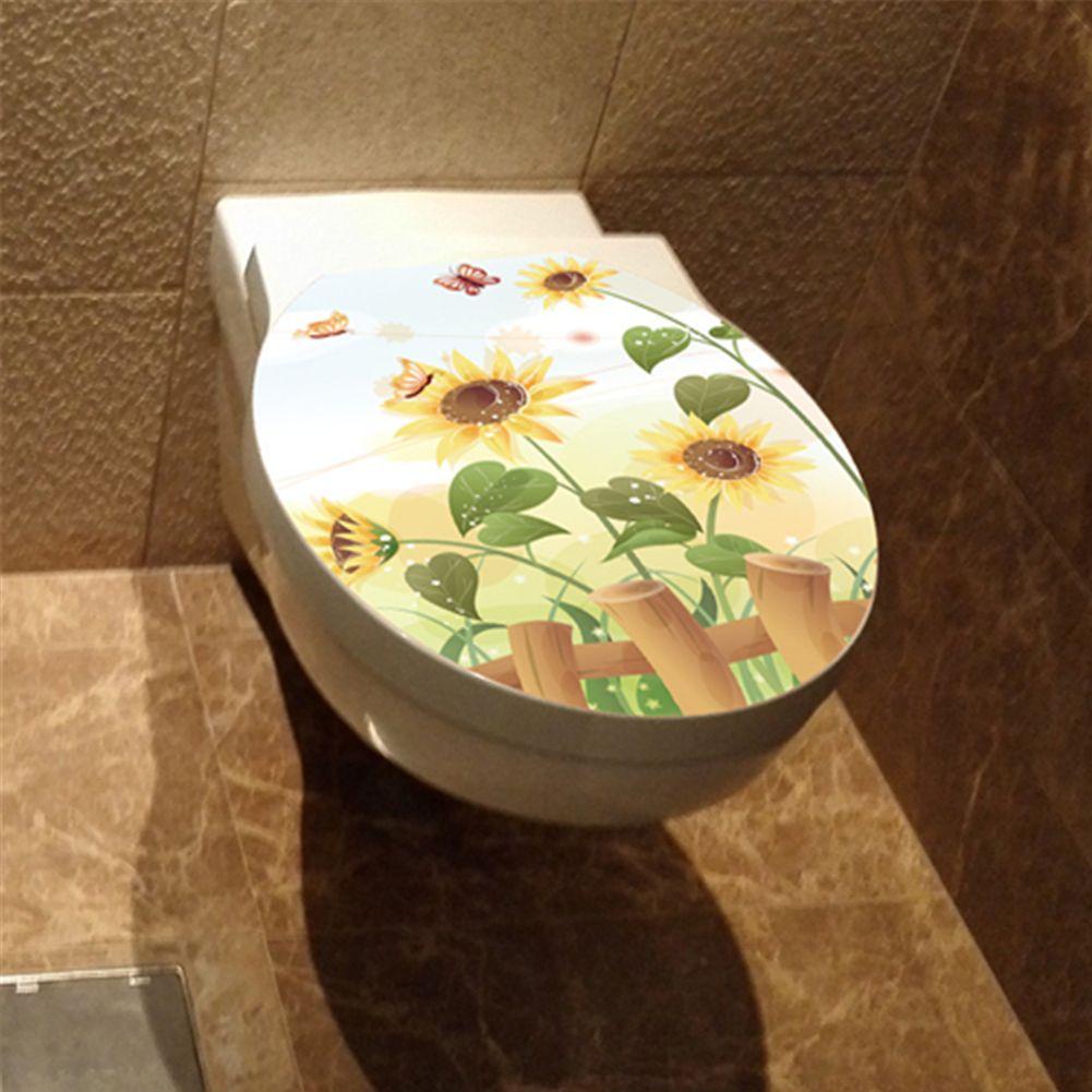 Sticker Dán Nắp Toilet Họa Tiết Hoa Hướng Dương Nghệ Thuật