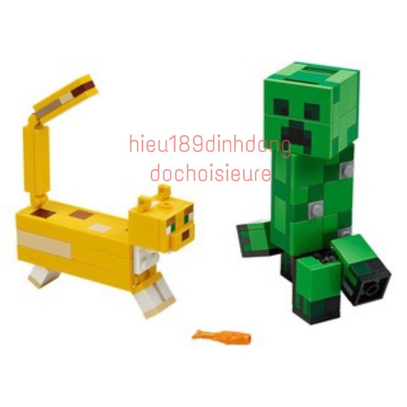 Lắp ráp xếp hình non lego minecraft my world 21156 , lari 11474 : Creeper Khổng lồ và Mèo gấm 184 mảnh