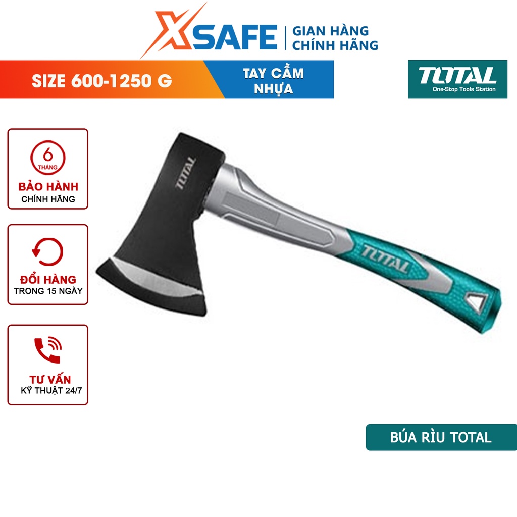 Búa rìu đa năng TOTAL, thép Cr-V cán nhựa dã ngoại, sinh tồn, đi rừng, chặt cây, cứu hộ, thoát hiểm, phá kính - [XSAFE]