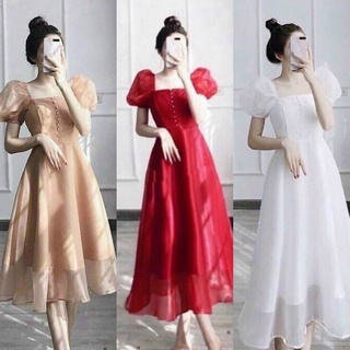 ĐẦM CỔ U TAY VOAN (KÈM VIDEO HÌNH THẬT)