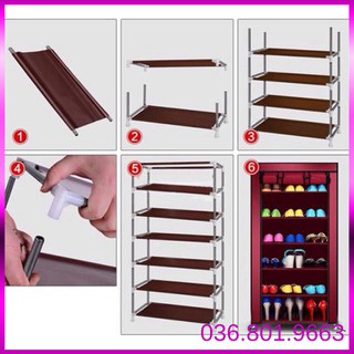Tủ giày vải 7 tầng 6 ngăn