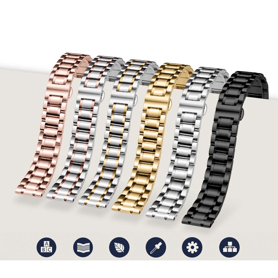 Dây Đồng Hồ Bằng Thép Không Gỉ 12 14 16 18 19 20 21 22 24mm