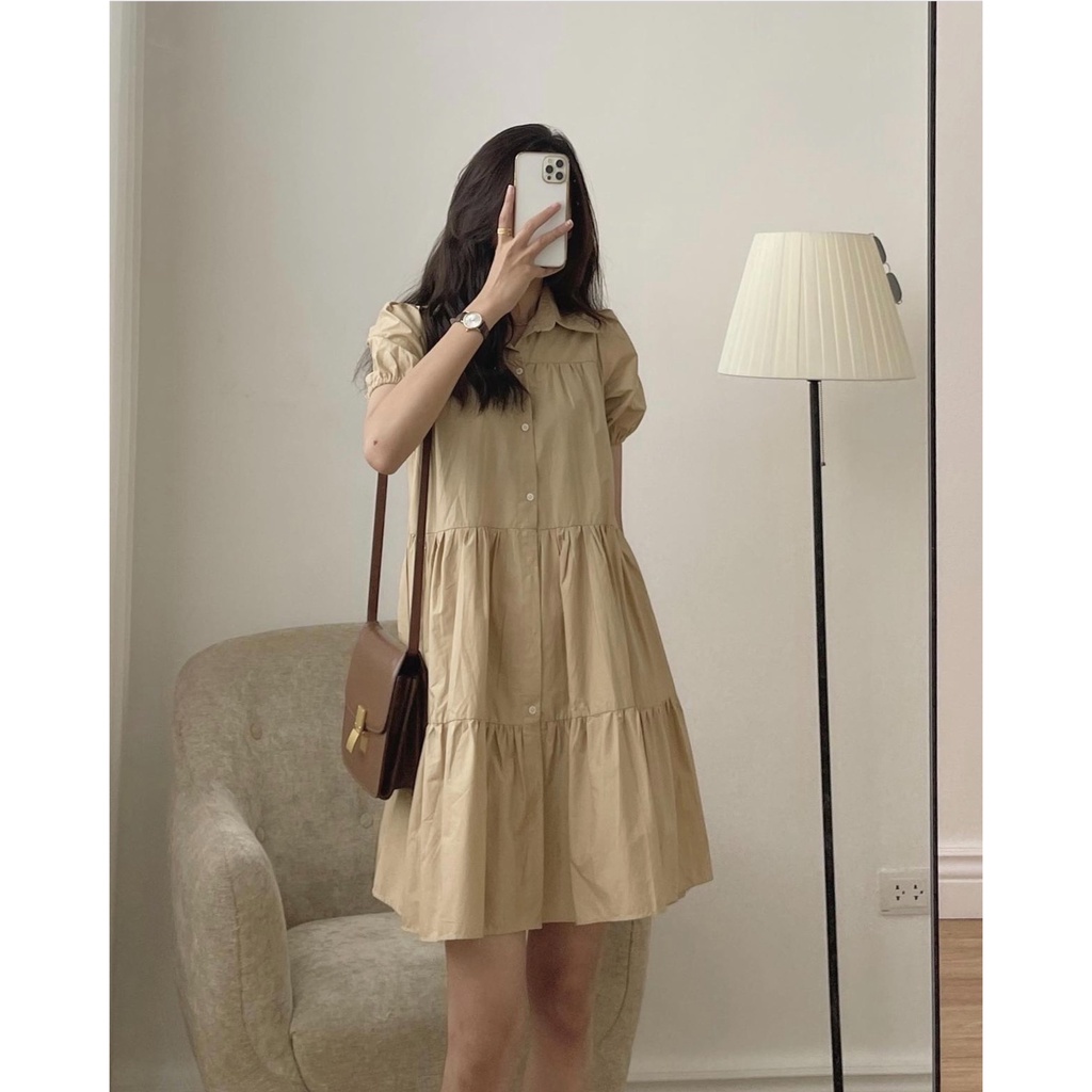 Đầm Babydoll Váy Trắng sơ mi ulzzang kèm nơ đi biển dài xếp ly suông đẹp nữ dài qua gối thiết kế đuôi cá Kozoda D8