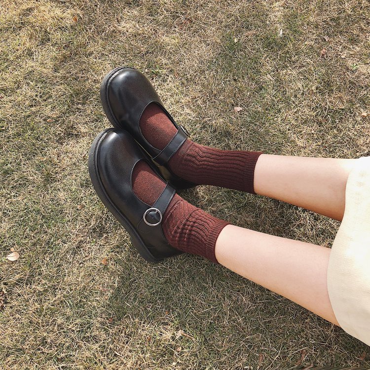 Giày Lolita Ulzzang Vintage, Giày Oxford Da Mềm Cao Cấp Mũi Tròn Khóa Cài Dây Mảnh Đế Dày 1cm, Hàn Quốc - Iclassy_shoes