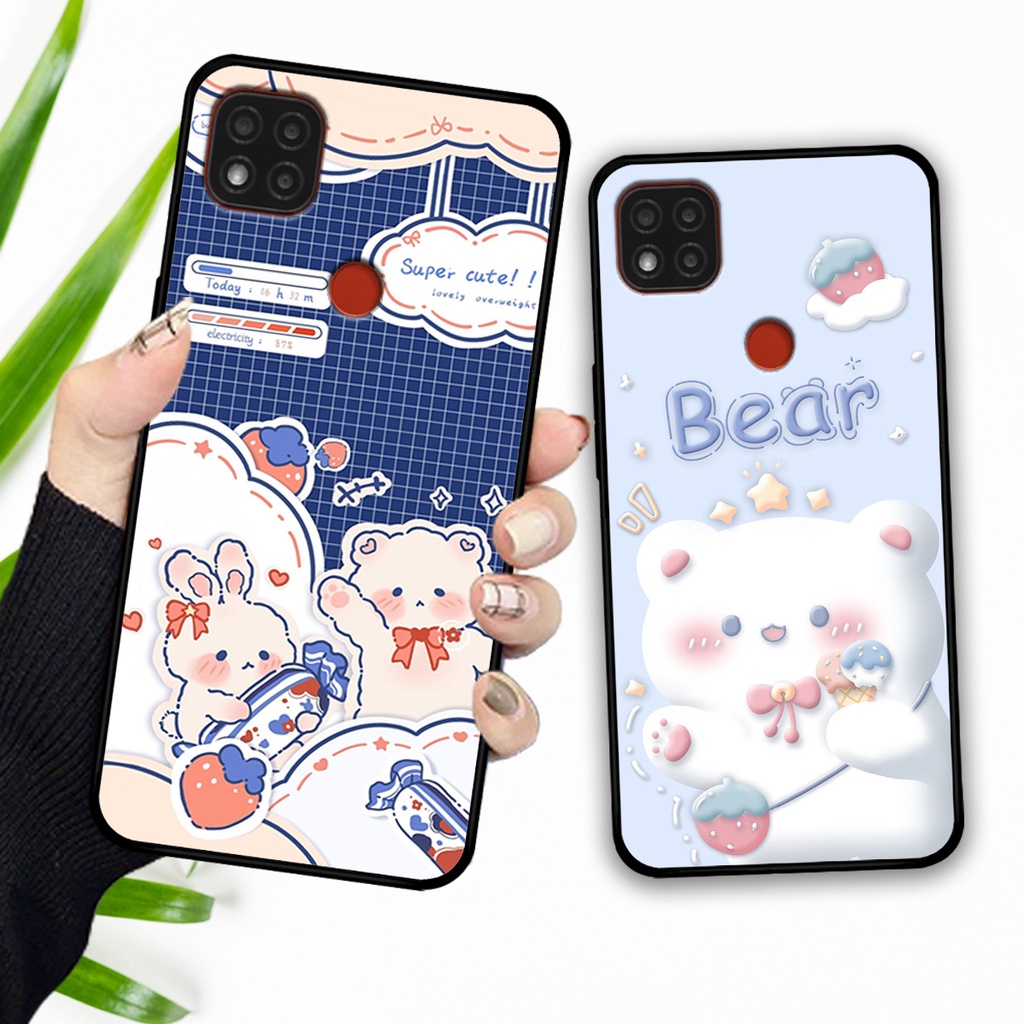 Ốp lưng Xiaomi Redmi 9C in hình caro gấu thỏ dễ thương