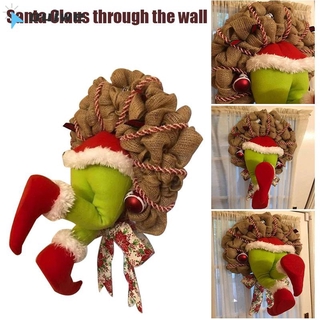Christmas Thief Burlap Stealer Design Home Front Door Wreath Hoop Xmas Decor Santa Claus Christmas Tree Ornaments 2021 [ouiwe]
