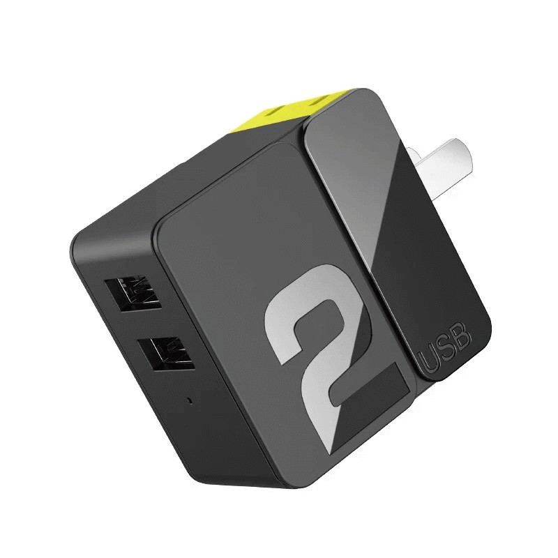 Cóc củ sạc nhanh 2.4A chính hãng Rock Sugar Charge (2 cổng sạc USB 2.4A, chăn cắm thu gọn US-UK)
