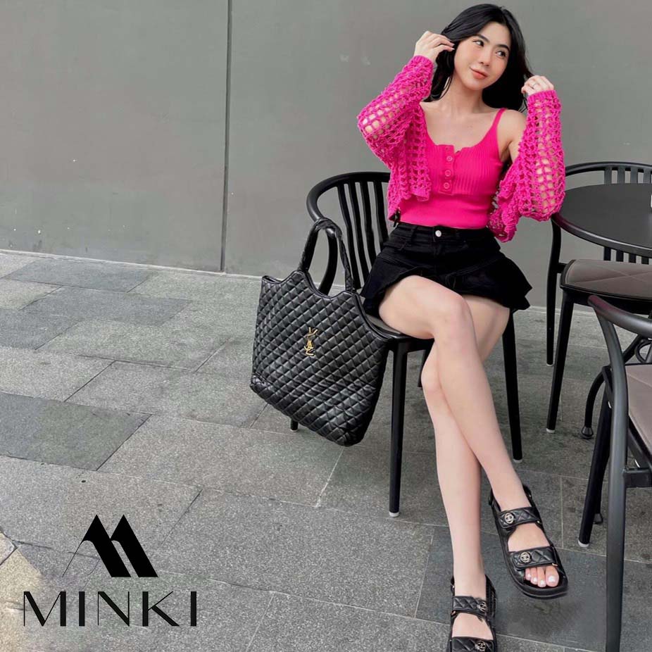 SET KHOÁC LEN LƯỚI KÈM ÁO DÂY LEN HỒNG SEN - CHẤT LIỆU CAO CẤP - MÀU HỒNG SEN BÁNH BÈO