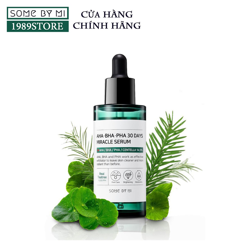 Serum Rau Má - Tràm Trà Cho Da Mụn Mụn Some By Mi AHA-BHA-PHA 30 Days Miracle Serum 50ml - Phân Phối Chính Hãng