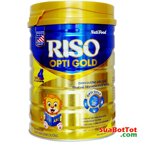 [CHÍNH HÃNG] Sữa Bột Nutifood Riso Opti Gold 4 - Hộp 900g (Cho bé từ 2 tuổi trở lên)