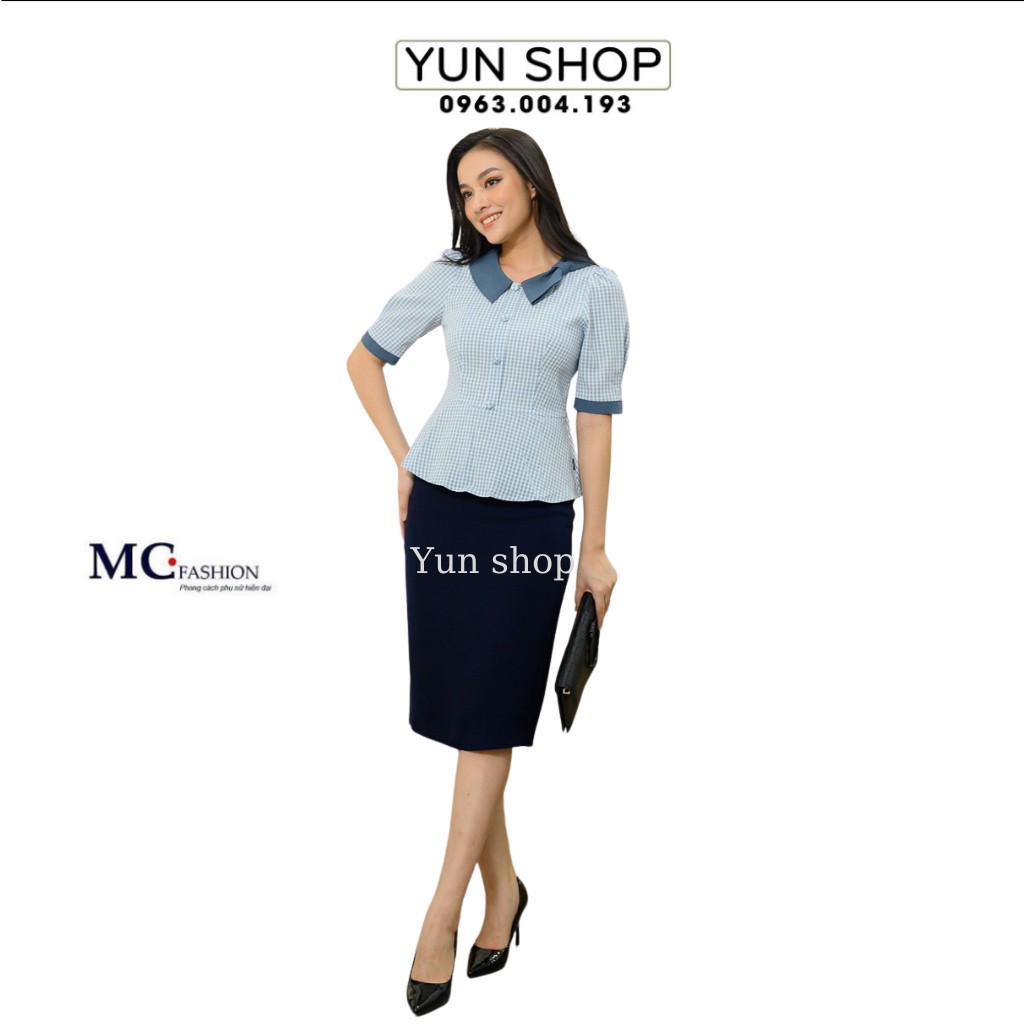 Áo Sơ Mi Công Sở,Áo Tay Lỡ Kẻ Karo Đẹp Kiểu Dáng Cổ n=Nơ Chiết Eo Chuẩn Hãng MC fashion TA111 Đủ Size S,M,L