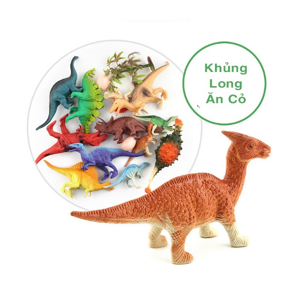 Đồ Chơi Mô Hình 12 Con Khủng Long, 10 Con Động Vật Hoang Dã Loại To Đẹp Cho Bé