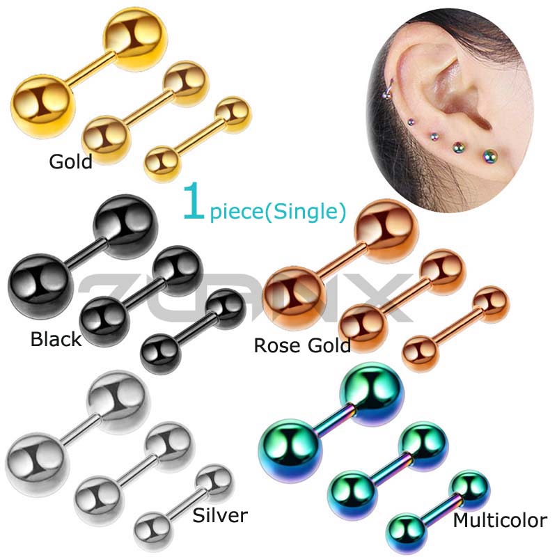 1 Khuyên Tai Hình Quả Tạ 6mm Bằng Thép Không Gỉ
