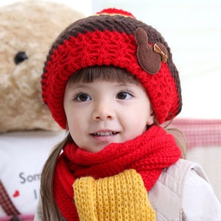 BỘ KHĂN MŨ LEN MICKEY HÀN QUỐC CHO BÉ có ẢNH THẬT
