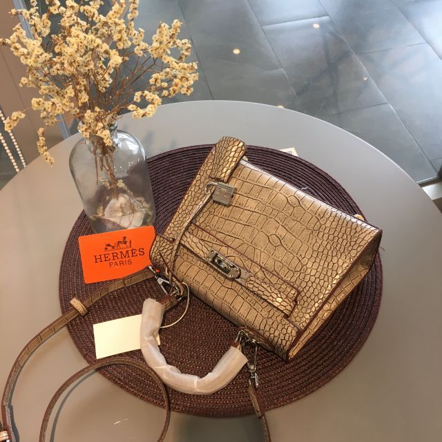 TÚI KELLY DA RẮN SIZE 20 DÁNG CAO MÀU GHI ĐÁ, ĐEN