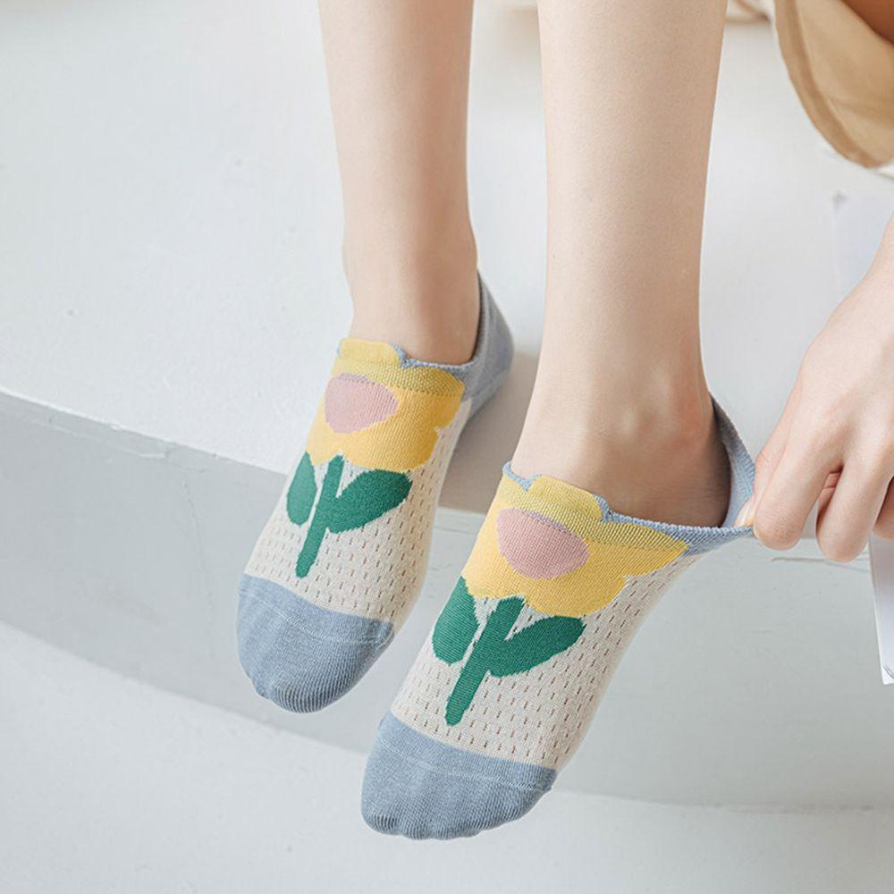 Vớ Siêu Mỏng Màu Ngà Dễ Thương Cho Nữ|Vớ Lụa Thêu Hoa Thời Trang Mùa Hè Hàn Quốc