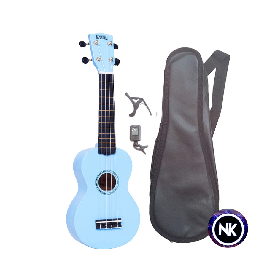 Gói Ukulele Soprano trơn nhiều màu + Bao da + Máy lên dây + Capo - Có Sẵn