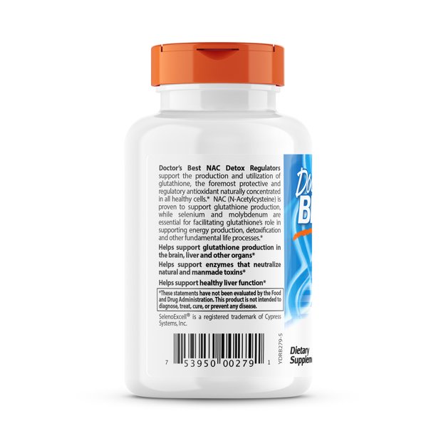 Doctor's Best N-Acetyl-Cysteine Viên uống NAC Detox Regulators 600mg thải độc cơ thể, chống oxy hóa 60 viên