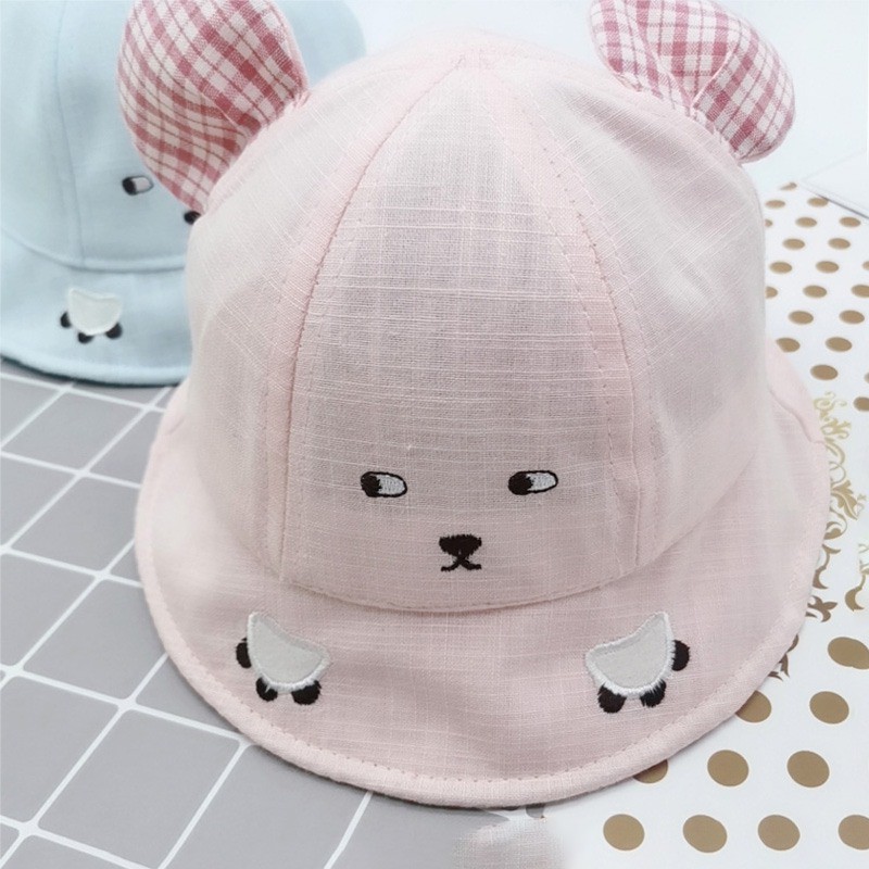 Mũ Tròn Tai Gấu Họa Tiết Hoạt Hình Cho Bé