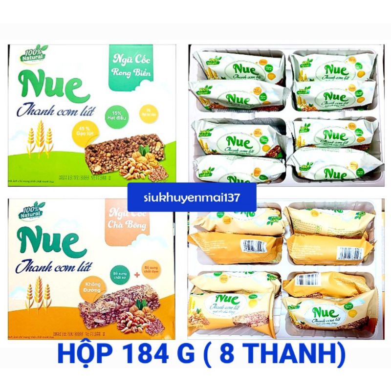 hộp 184 g _8 thanh ngũ cốc chà bông gạo lứt rong biển Nue .date 10.2022