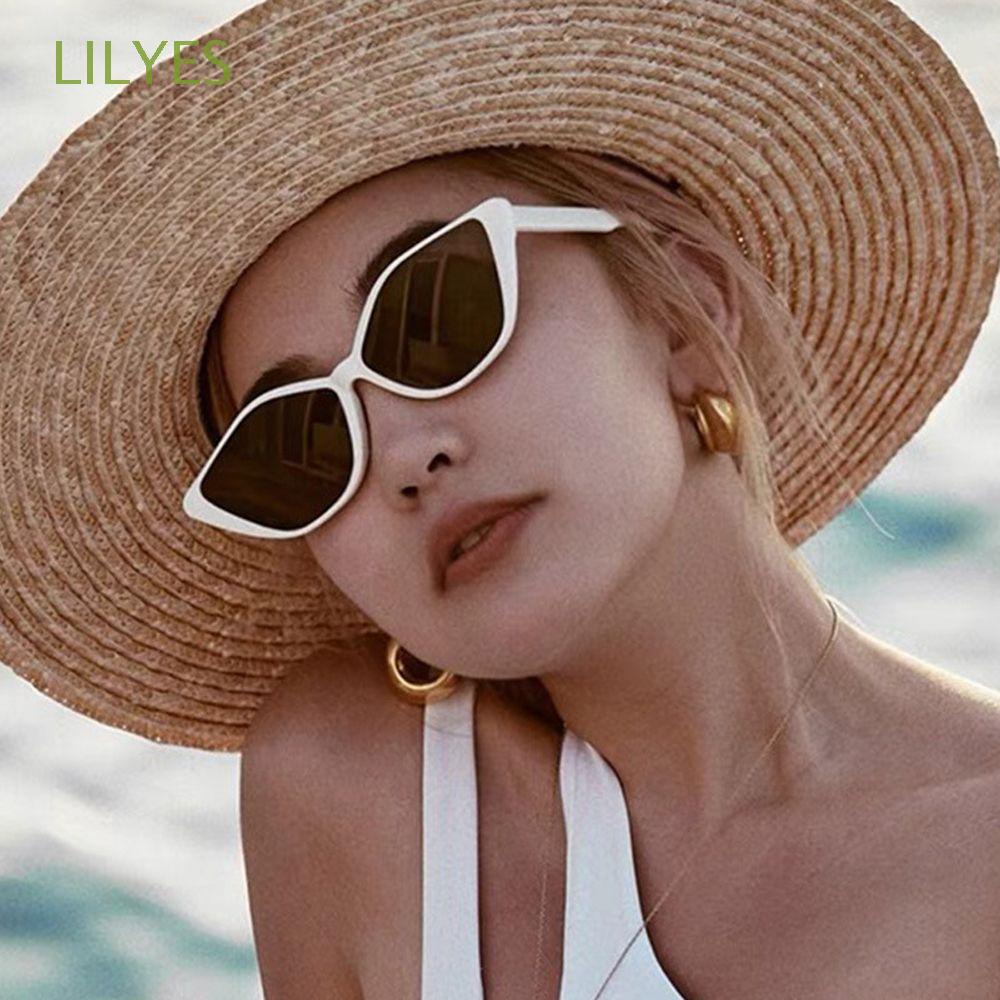 Kính Mát Chống Tia UV400 Tròng Lục Giác Màu Trắng/Đen Đa Giác Phong Cách Retro Thời Trang Cho Nam Và Nữ