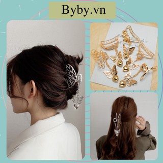 Kẹp tóc kim loại trang trí hình bướm xinh xắn phong cách tiểu thư
