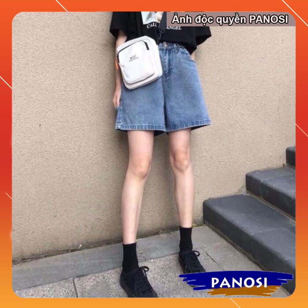 Quần short jean nữ FREESHIP Quần Short ống rộng có cúc eo, quần sooc đùi chất bò mềm mịn Q436 PANOSI