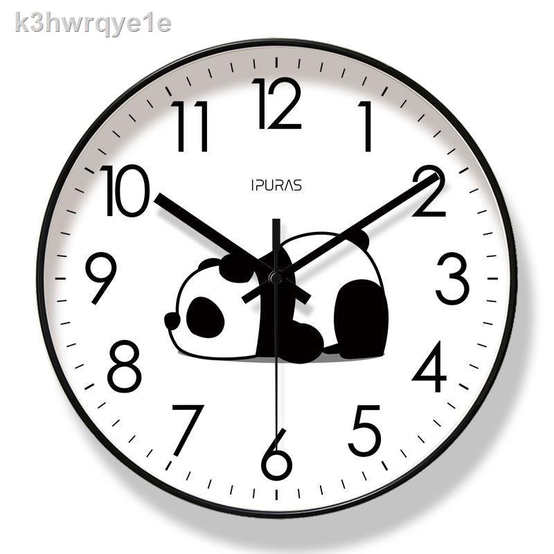 ♘Yi Pula 6702 Đồng hồ treo tường Panda thú cưng dễ thương phòng khách cài đặt thời gian tự động điều khiển bằ