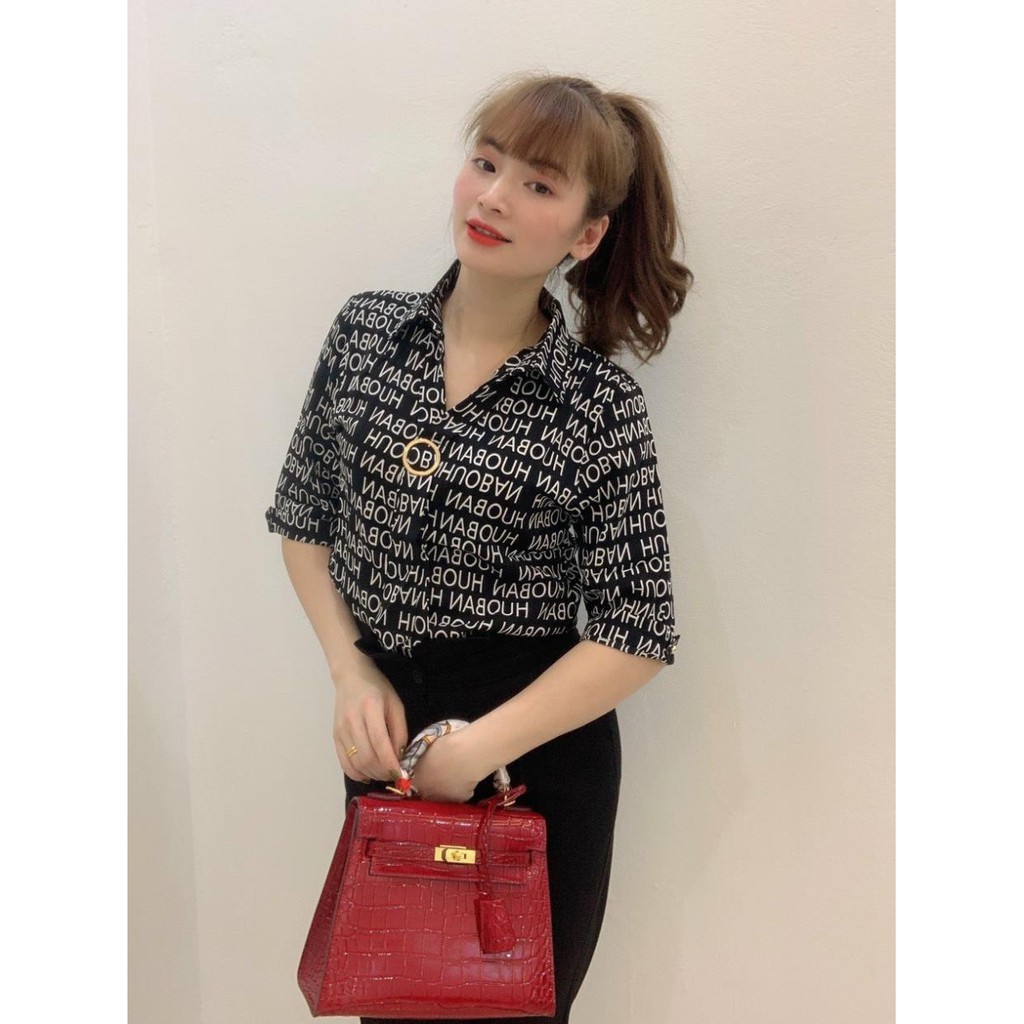 Áo họa tiết cổ cà vạt