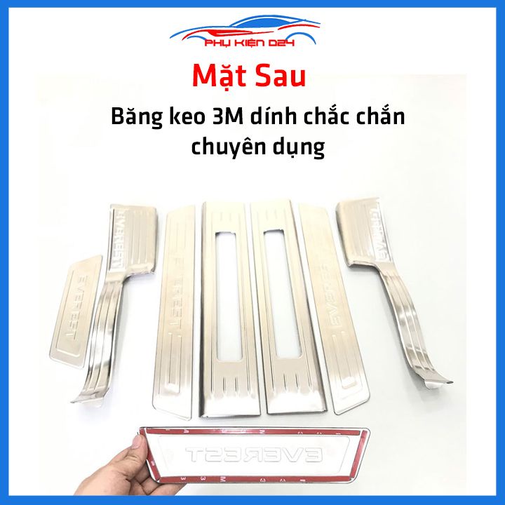 Bộ ốp bậc cửa trong ngoài nẹp bước chân Everest 2017-2018-2019-2020-2021-2022 Inox chống trầy trang trí xe
