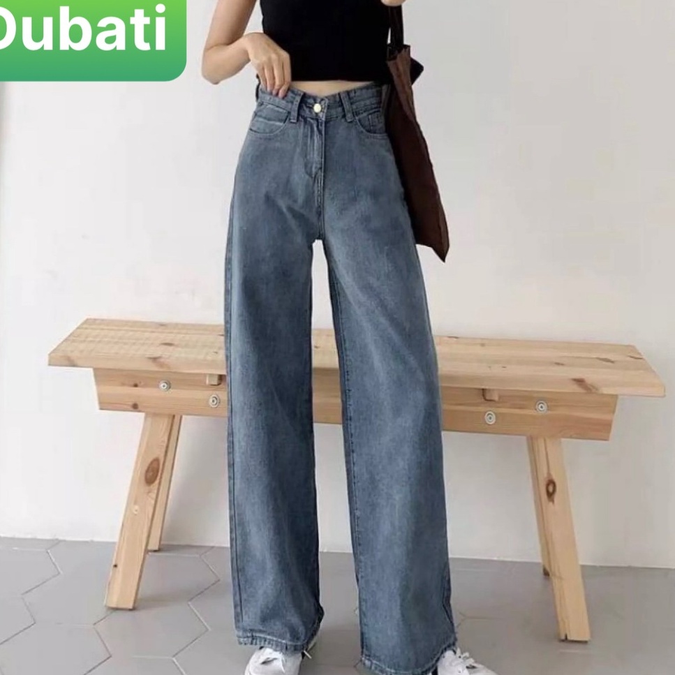 QUẦN BAGGY JEAN NỮ CHẤT BÒ ĐEN XÁM XANH ỐNG SUÔNG RỘNG DÀI LƯNG CAO NÂNG MÔNG HÀN QUỐC XỊN SÒ - DUBATI FASHION