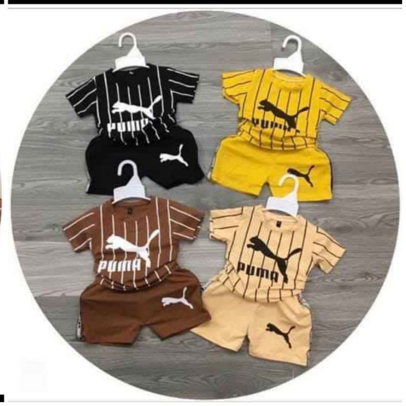 Bộ cộc tay cho bé họa tiết báo puma ,chất cotton mềm mại , thoáng mát (11_18kg)