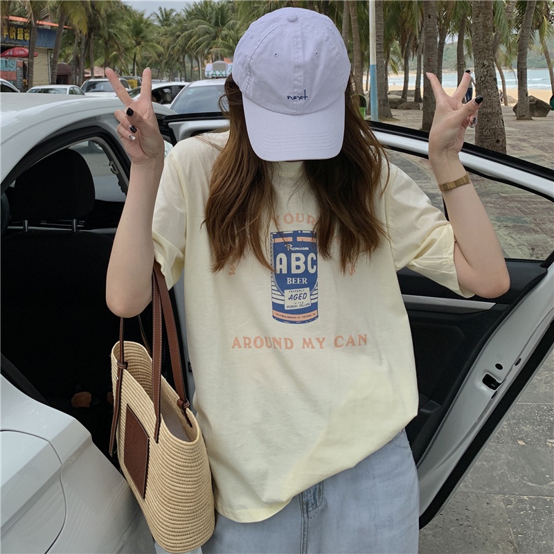 Áo thun tay ngắn cổ tròn dáng rộng nhiều màu sắc tùy chọn phong cách mùa hè mới trẻ trung dành cho bạn nữ