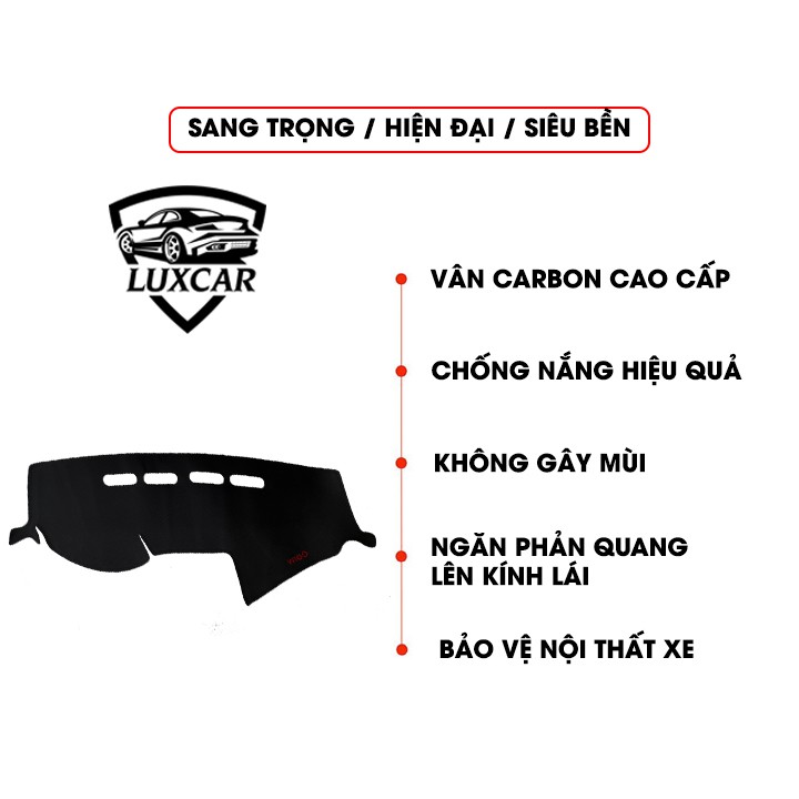 Thảm Taplo Da Carbon xe TOYOTA WIGO - Chống nóng, bảo vệ Taplo LUXCAR