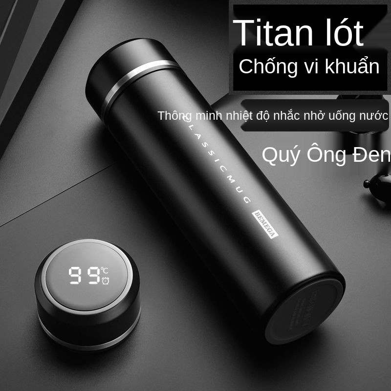 Bình chân không thông minh Bemega tinh khiết bằng titan của Anh, đôi- cốc lớp, uống nước cao cấp dành cho nam Tách t