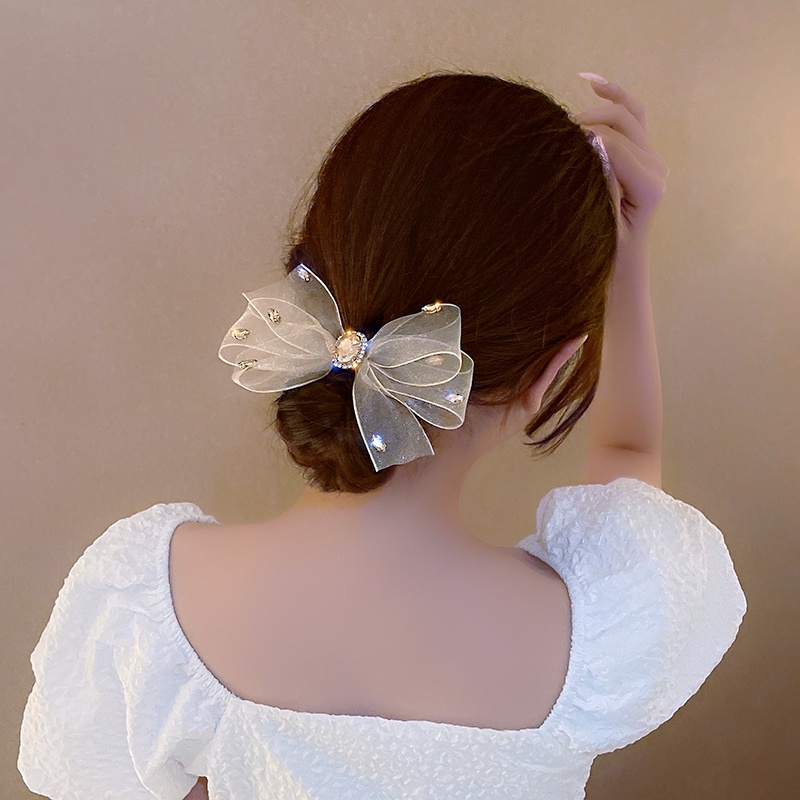 Kẹp Tóc Nơ Vải Chiffon Thời Trang Nữ Tính