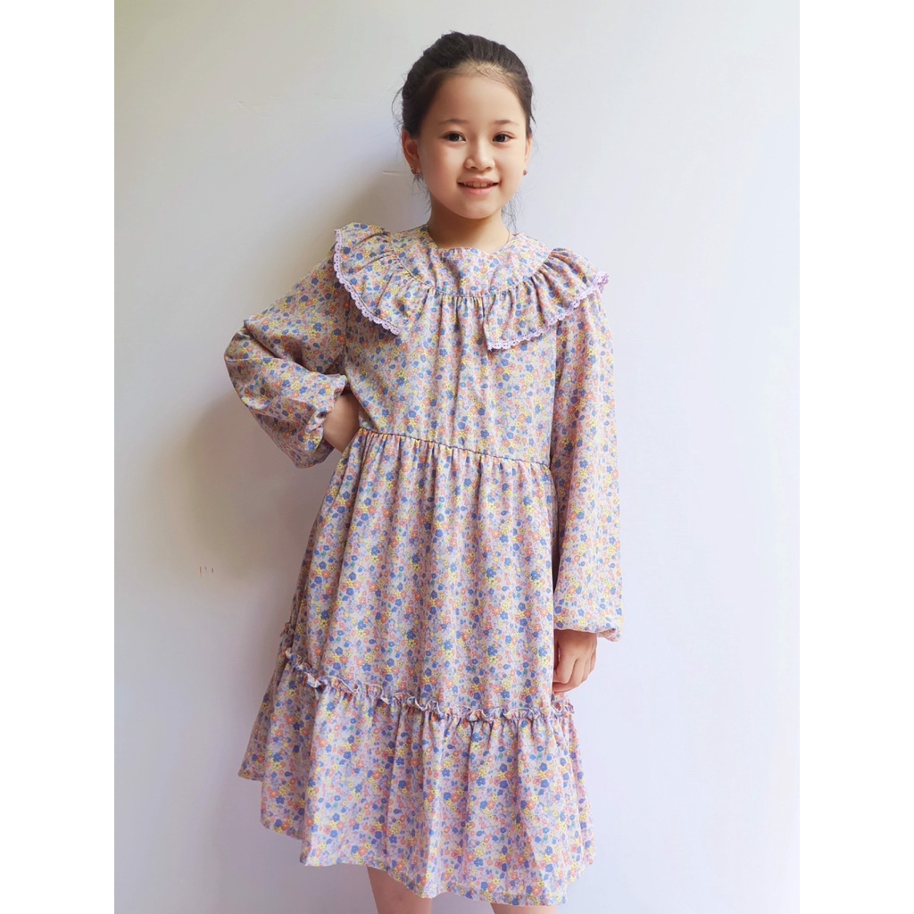 Váy chiffon Curlysue màu tím hoa nhí sắc màu bèo vai ngực
