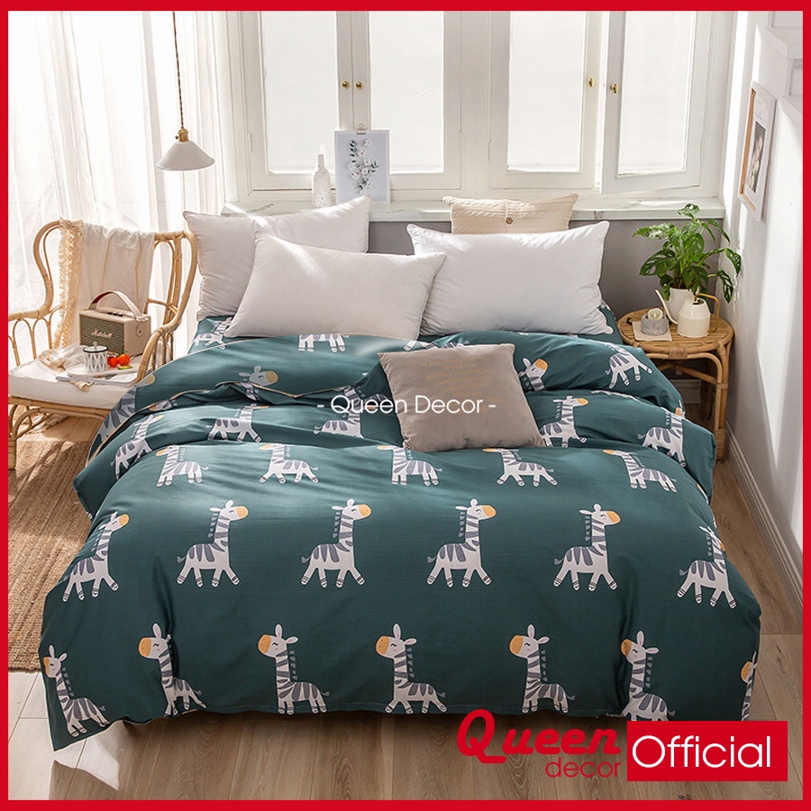 Bộ Chăn Ga Gối, Ga Giường Cotton Poly Set 4 Món, 5 Món M2, M6, M8, 2M2 Thu Đông, Bo Chun Miễn Phí - Queen Decor