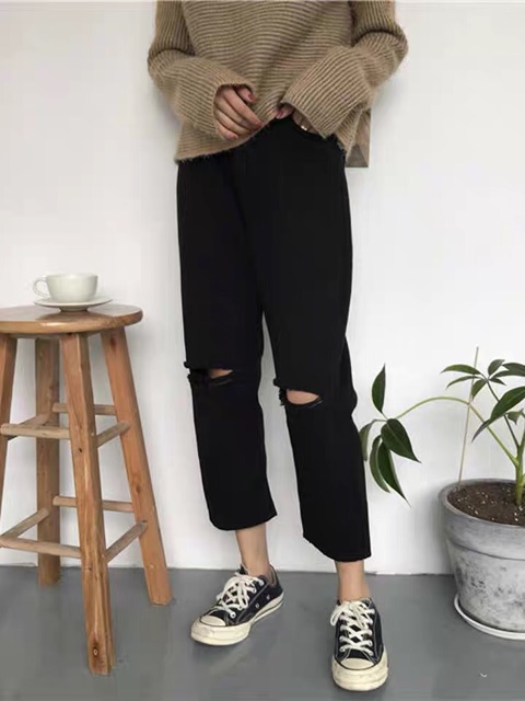 [Mã FAMARAL1 giảm 10K đơn 50K] Quần kaki nữ chun lỡ rách KAN0319