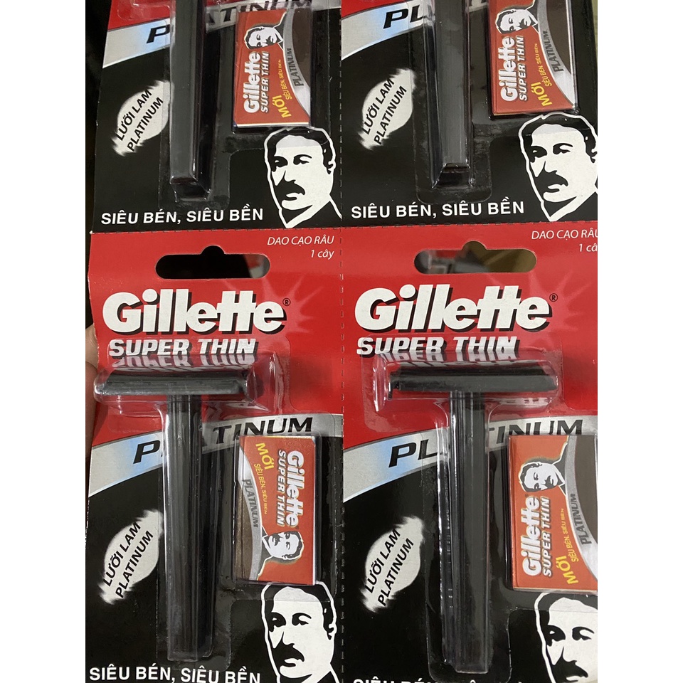 Dao Cạo Râu Cán Đen Gillette SUPER THIN Tặng Kèm Lưỡi Bahobasa
