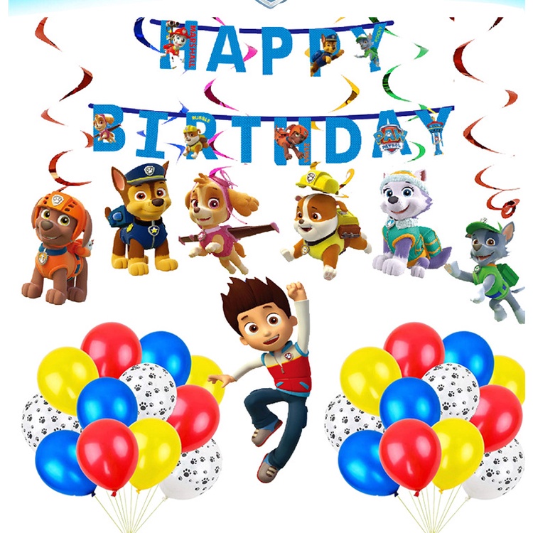 Set phụ kiện trang trí tiệc tùng sinh nhật chủ đề hoạt hình Paw Patrol đáng yêu
