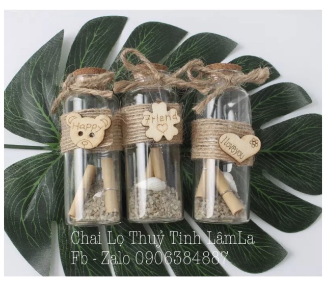 Chai Thuỷ Tinh Trang Trí Nắp Gỗ Ép 5ml - 10ml