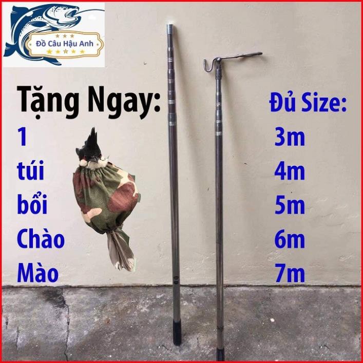 Sào rút Inox treo móc chim cảnh 1m7 - 7m tặng kèm móc và túi bổi chào mào