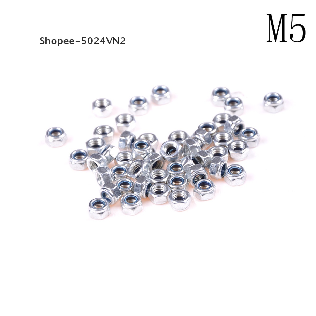 Set 50 Đai Ốc Tự Khóa DIN985 M3 M4 M5 M6 Mạ Kẽm Đa Dụng Chất Lượng Cao