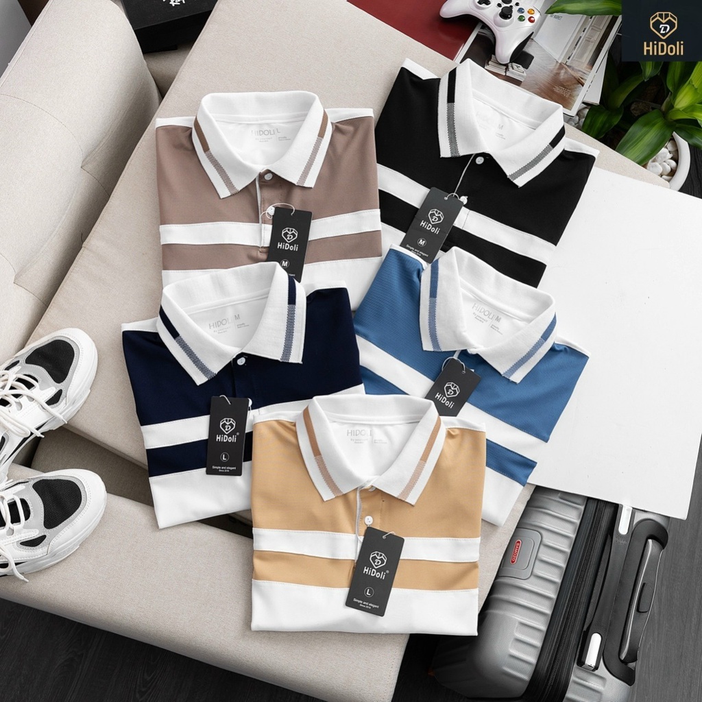 Áo thun nam phối ngang thời trang, áo polo nam thiết kế vải cá sấu cotton cao cấp ngắn tay cực sang trọng PL07