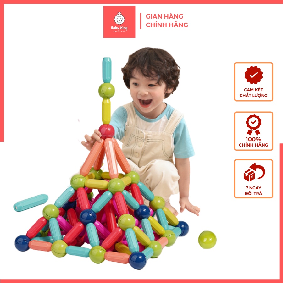 Xếp Hình Lắp Ráp Nam Châm Magnetic Giúp Bé Phát Triển Sáng Tạo - BabyKing Store