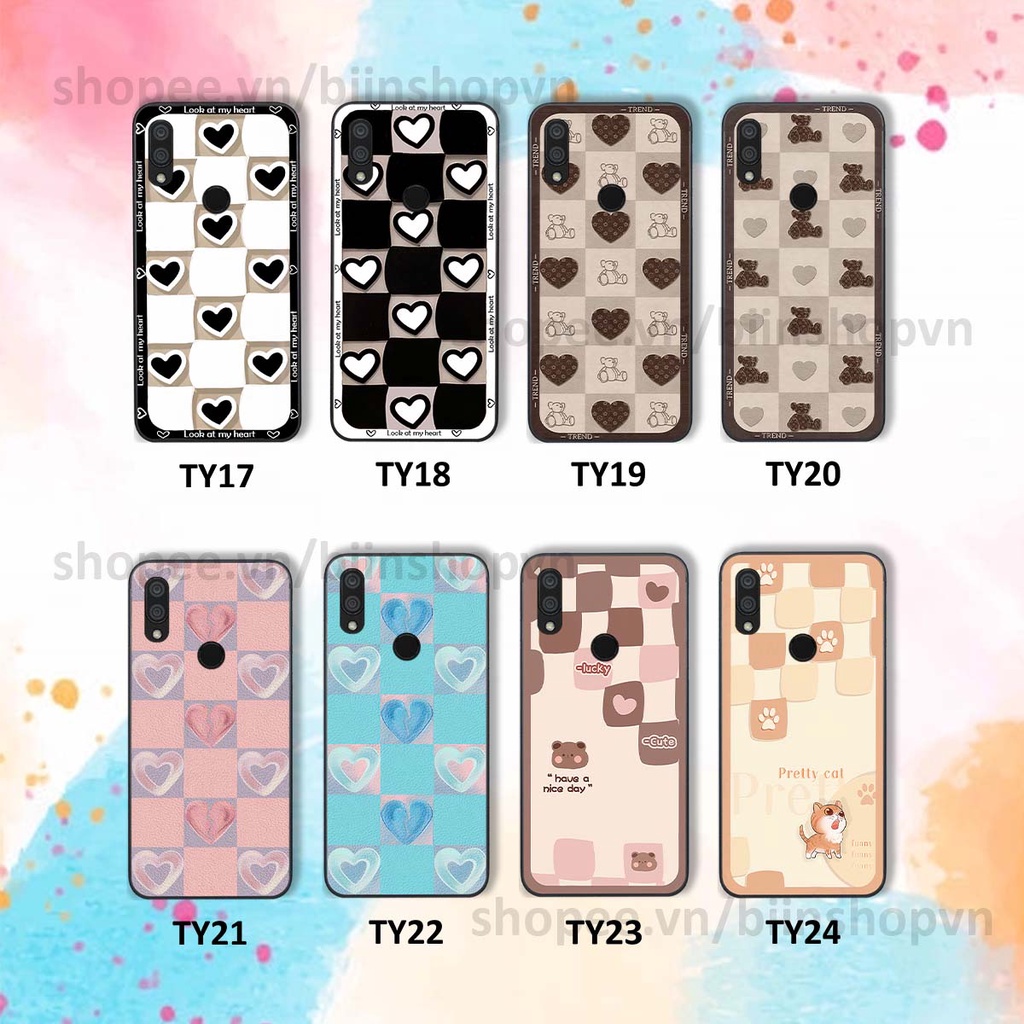 Ốp Xiaomi Redmi 7 caro trái tim nhiều màu sắc, đầy cá tính, khẳng định phong cách