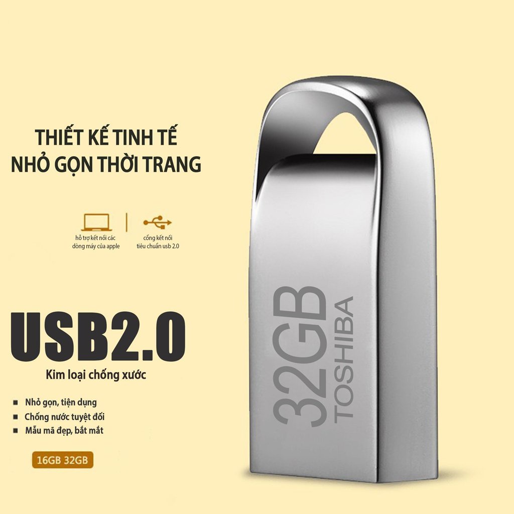 USB Toshiba U202 64gb/32gb/16gb/8gb/4gb Vỏ Kim Loại Nhỏ Gọn, Chống Nước - Bảo Hành 1 Năm