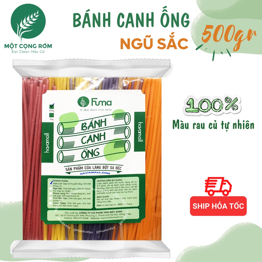 Combo 4 túi bánh cánh gạo Fuma, bánh canh ống 500gr mỗi loại, bánh canh gạo lứt, khoai lang tím, chùm ngây, ngũ sắc